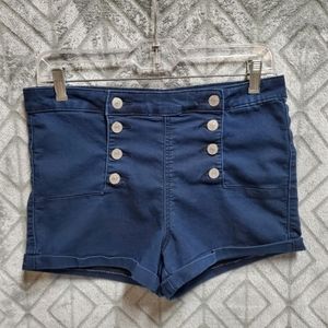 Almost Famous | Nautical Button High-Waist Shorts
